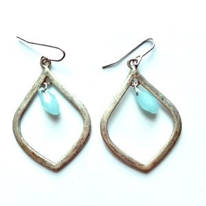 Rustic Silver Earrings with Blue Faceted Drops